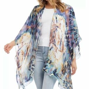 Karen Kane Tie Dye Kimono Semi Sheer Jacket  Beach Cover Up Size S/M